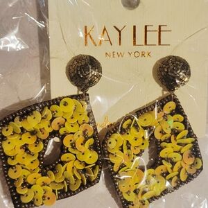 Kay Lee Yellow Sequin Earrings
